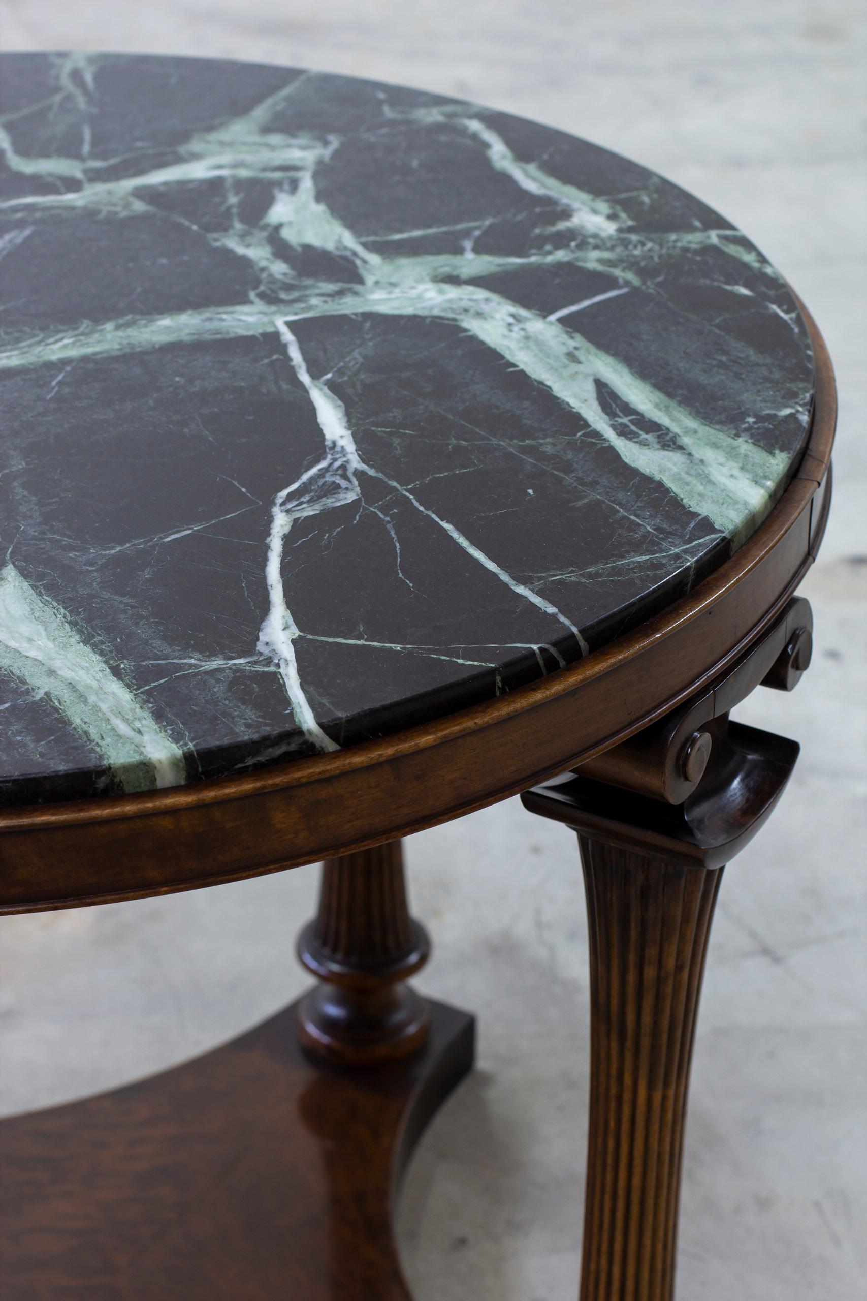 Marble Neoclassical Green marble entrance table in the manner of Axel Einar Hjorth  For Sale