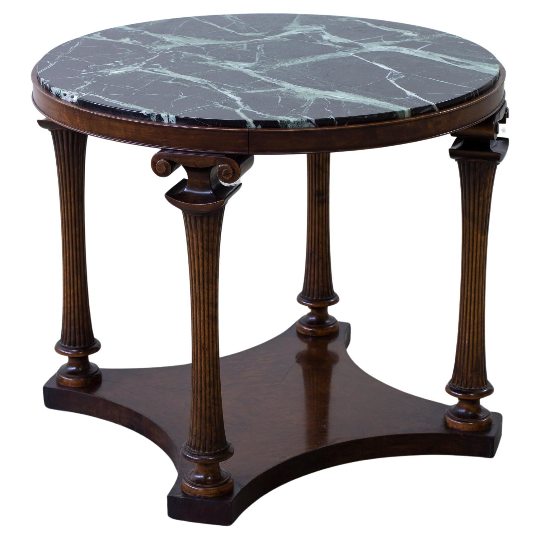 Neoclassical Green marble entrance table in the manner of Axel Einar Hjorth  For Sale