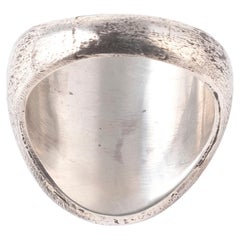 Blackened Silver and Gold Neoclassical Grey Agate Intaglio Of Heron Men's Ring