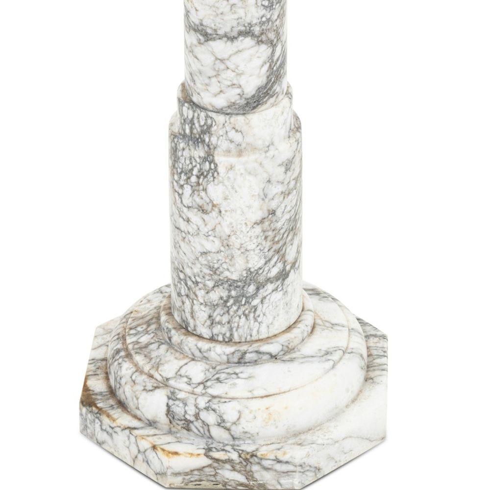 Neoclassical Revival Neoclassical Grey Veined White Alabaster Pedestal For Sale