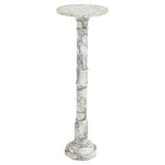 Neoclassical Grey Veined White Alabaster Pedestal