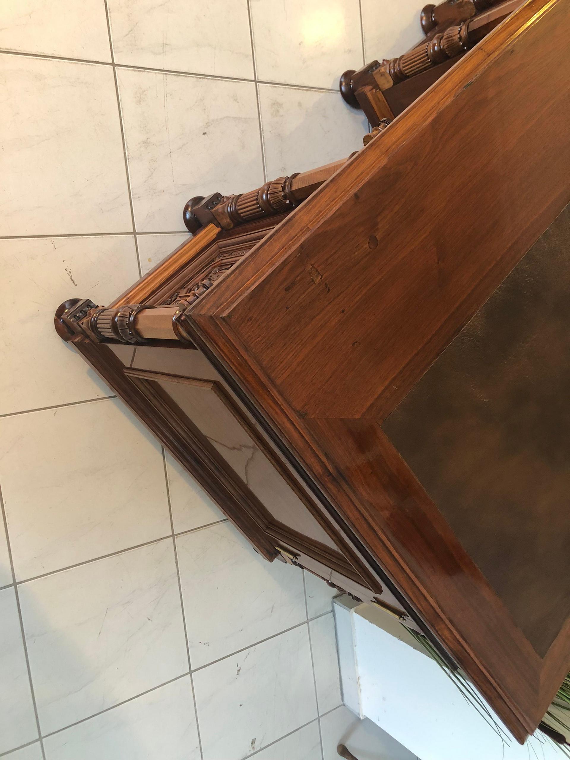 Oak Neoclassical Gründerzeit Writing Table with Columns, 1870s For Sale