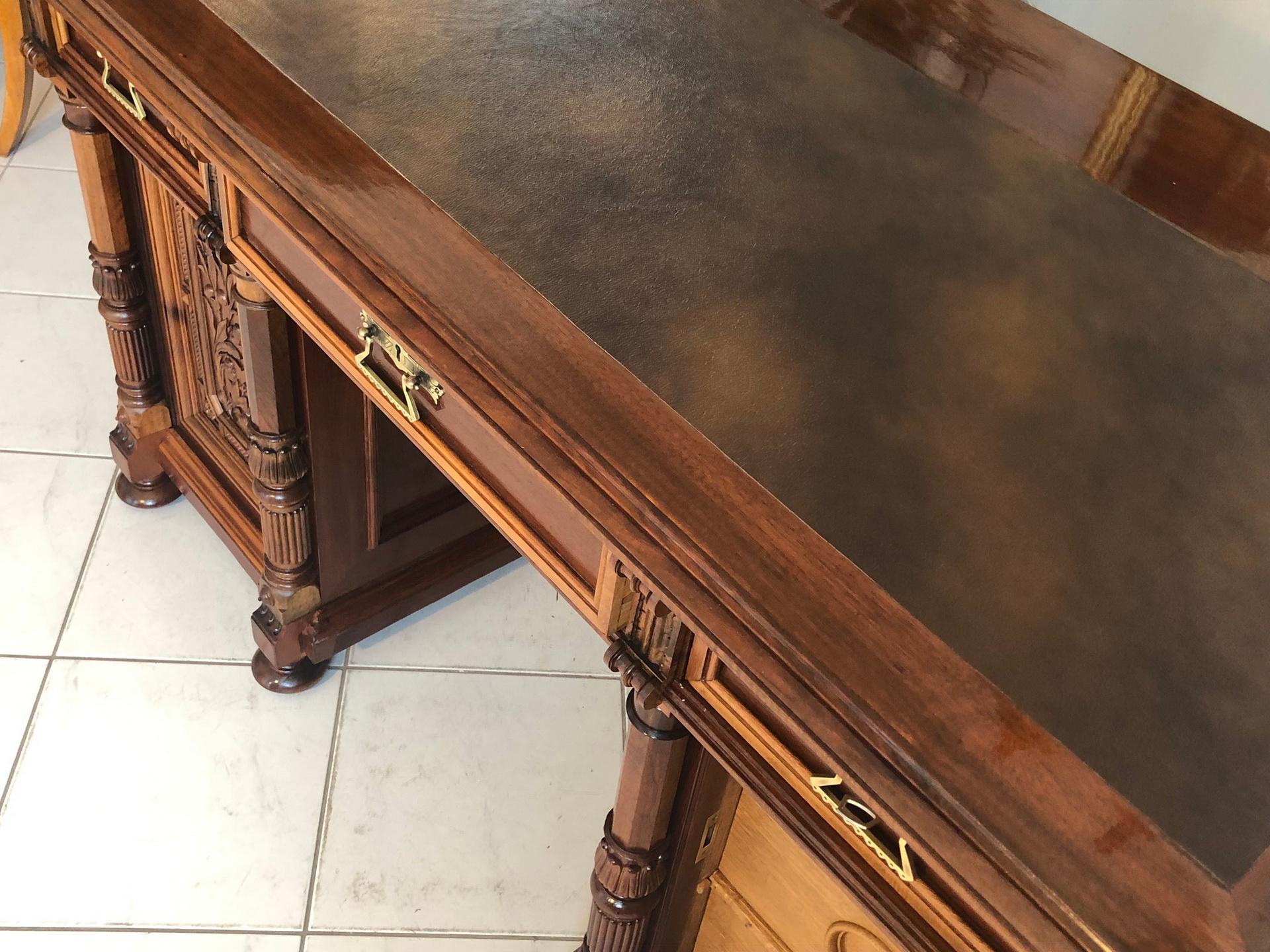 Neoclassical Gründerzeit Writing Table with Columns, 1870s For Sale 2