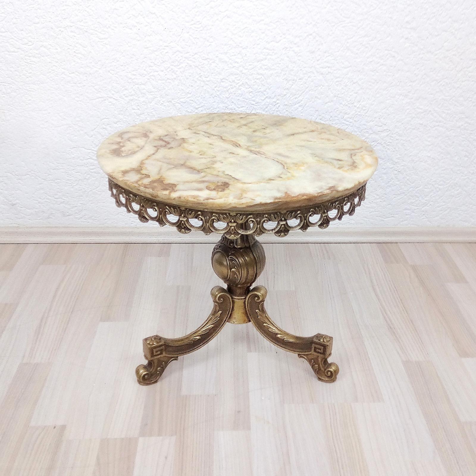 European Neoclassical Gueridon Gilt Metal Foot and Marble Top For Sale