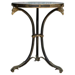 Retro Neoclassical Guéridon Table with Eagle Head Mounts and Claw Feet