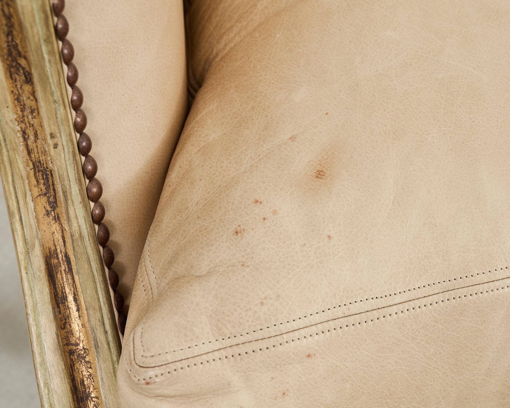 Neoclassical Gustavian Style Leather Cabriole Sofa Canape 13