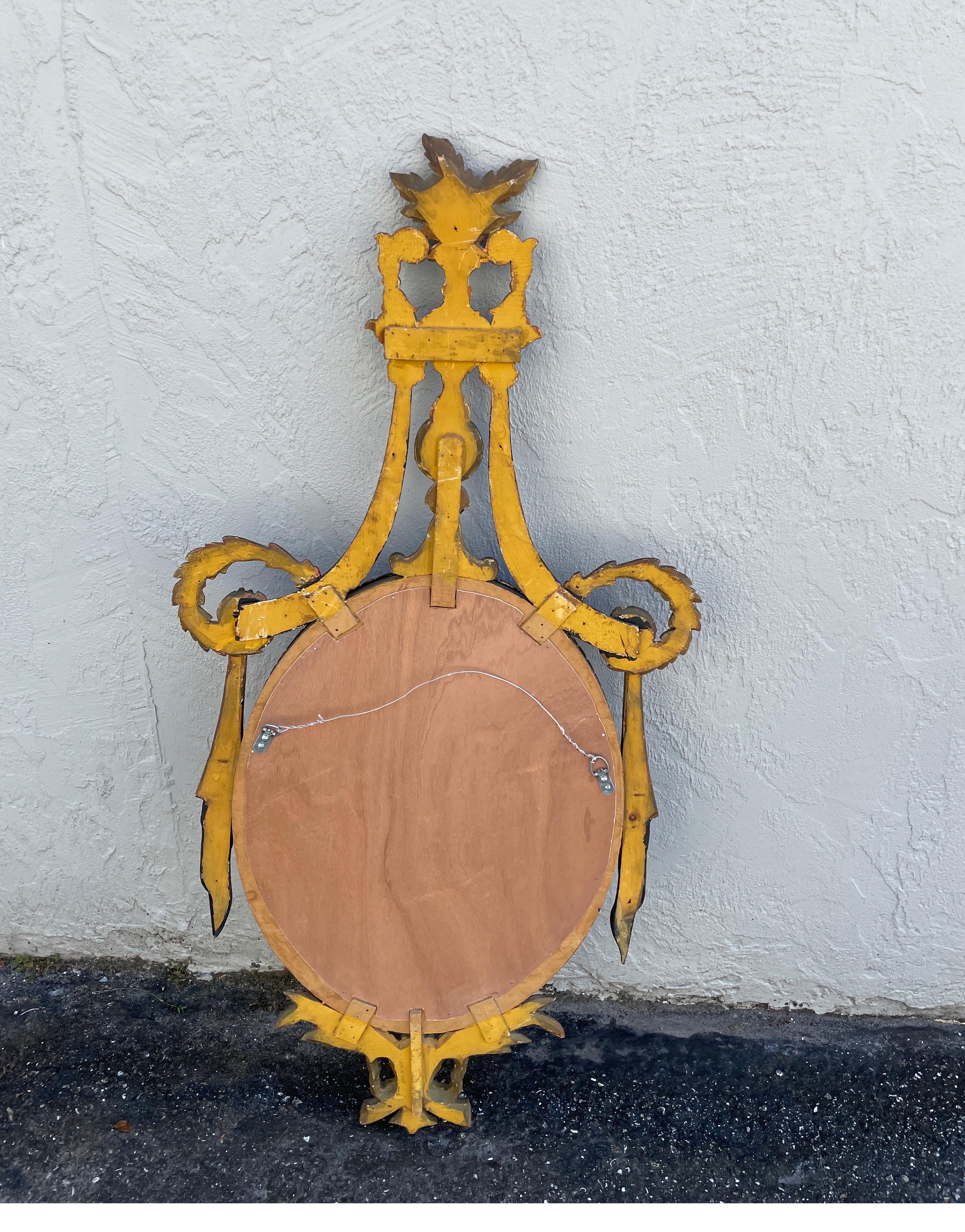 Neoclassical Hand Carved, Painted & Gilded Mirror by Palladio For Sale 7