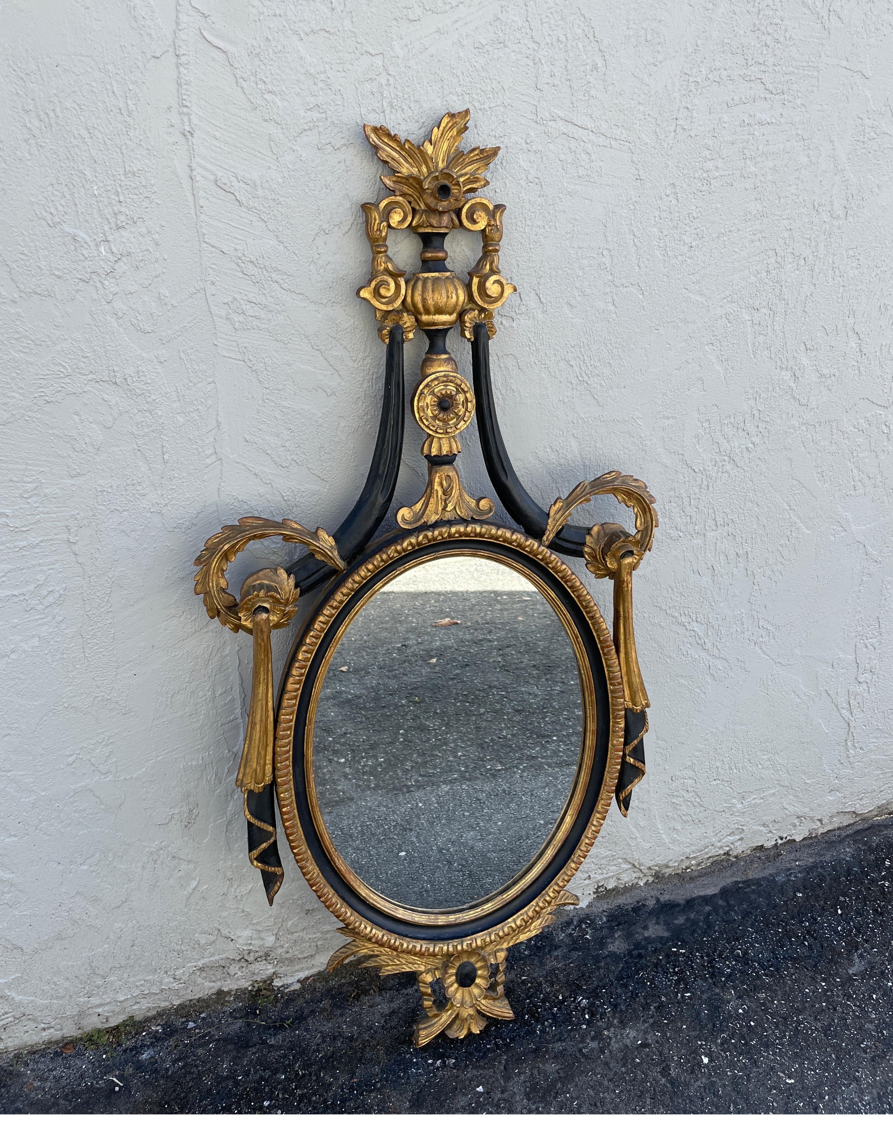 Italian Neoclassical Hand Carved, Painted & Gilded Mirror by Palladio For Sale