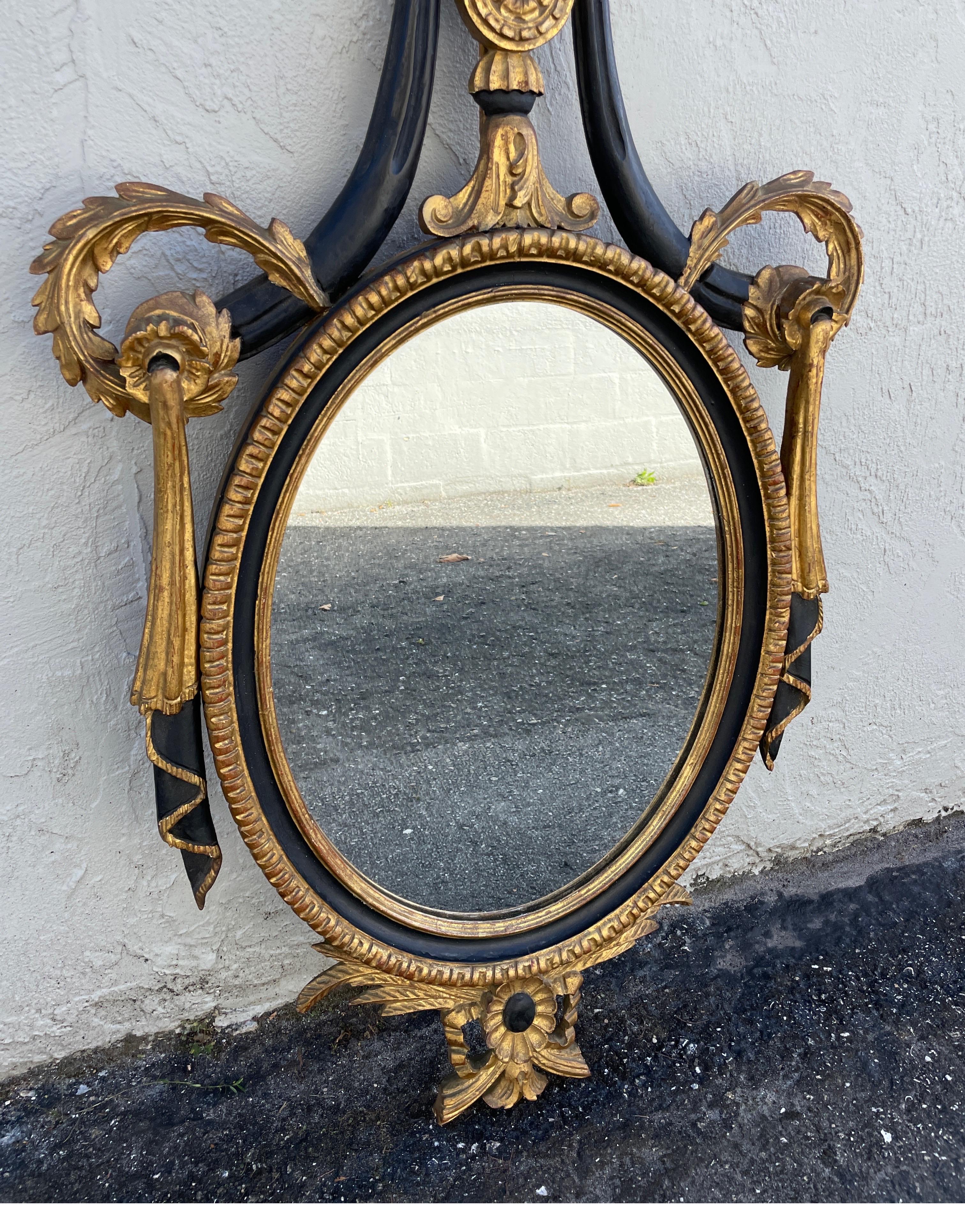 Neoclassical Hand Carved, Painted & Gilded Mirror by Palladio In Good Condition For Sale In West Palm Beach, FL