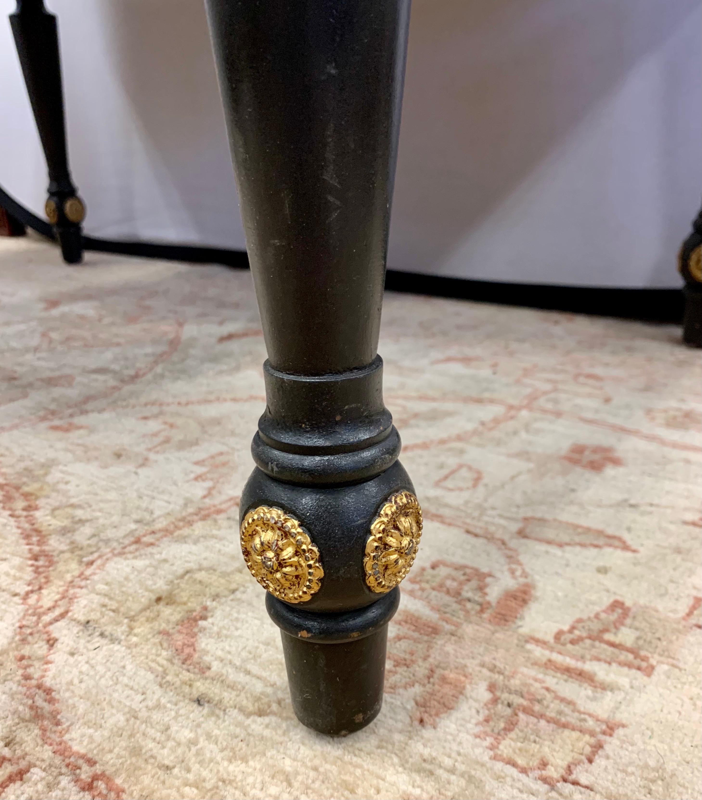 Neoclassical Hand Painted in Black and Gold with Faux Marble Top Cocktail Table In Good Condition In West Hartford, CT