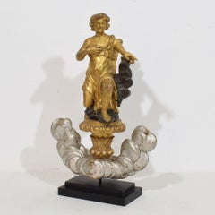 Neoclassical Handcarved Angel Sculpture, Giltwood, Italy, Circa 1780-1820