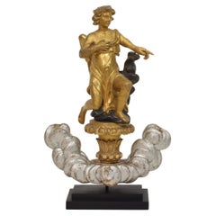 Neoclassical Handcarved Angel Sculpture, Giltwood, Italy, Circa 1780-1820