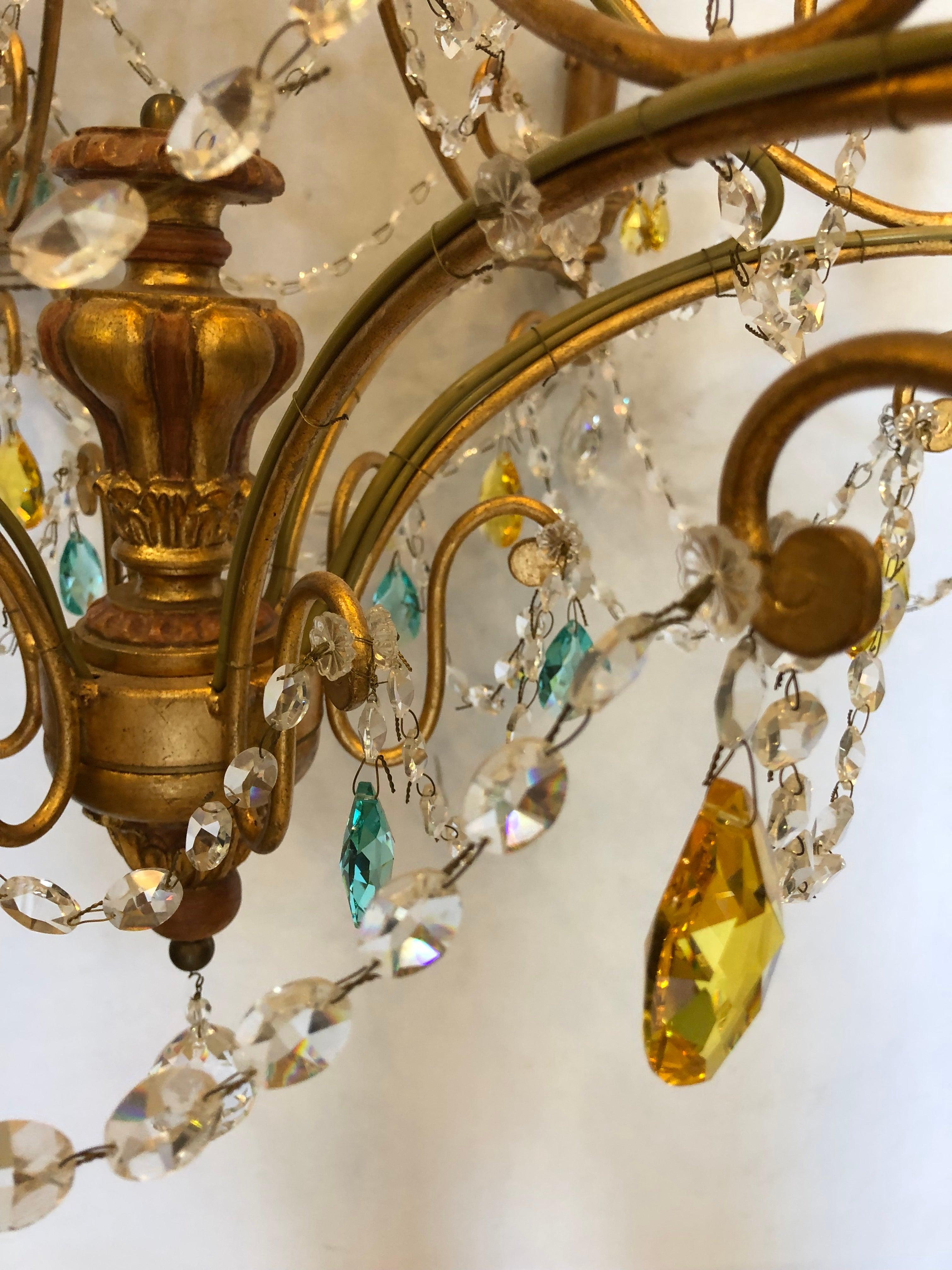 Neoklassischer handgefertigter italienischer Kronleuchter aus vergoldetem Metall und Kristall von Alba Lamp im Angebot 5