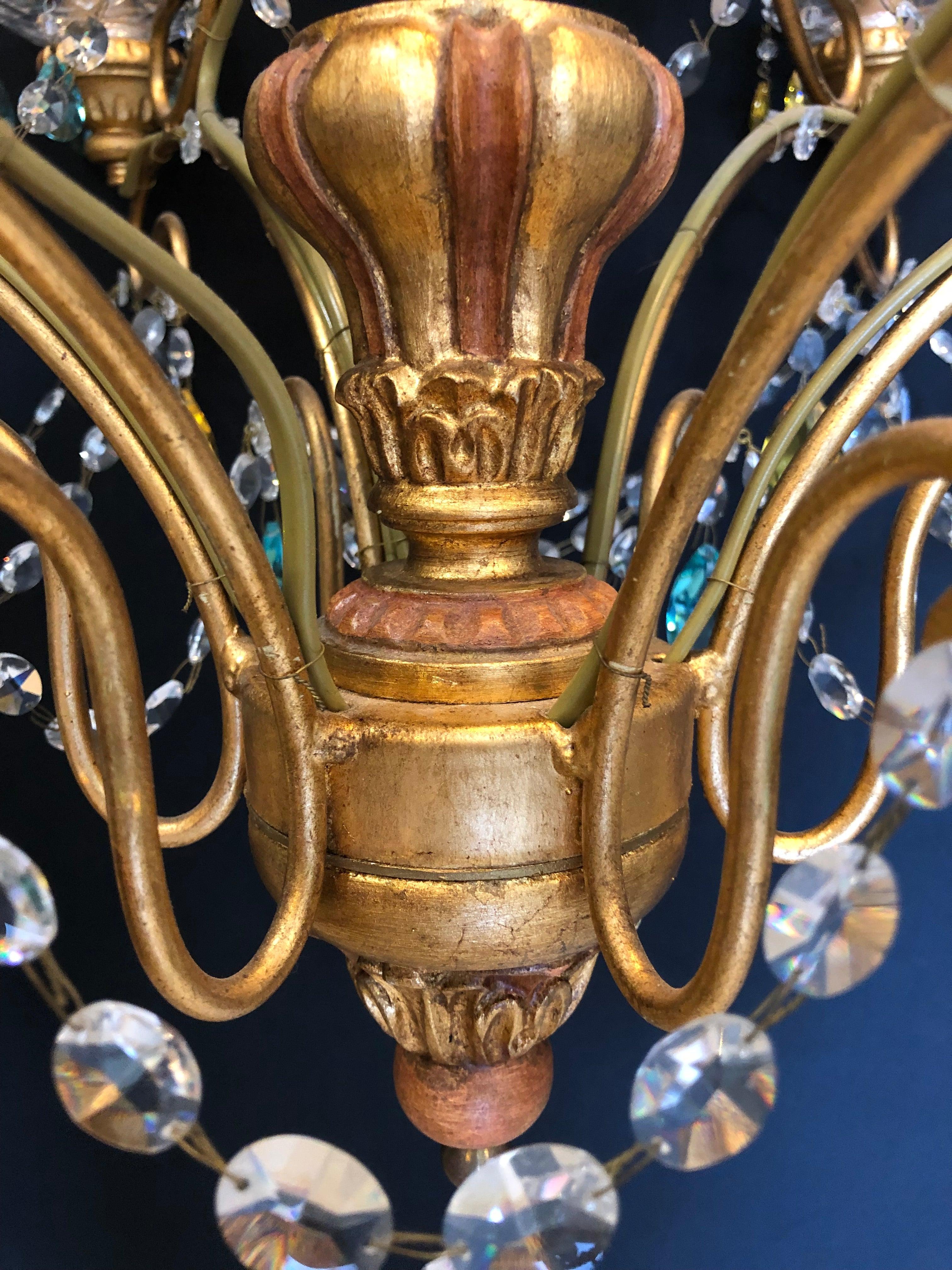 Neoclassical Handcrafted Italian Gilt Metal and Crystal Chandelier by Alba Lamp For Sale 7