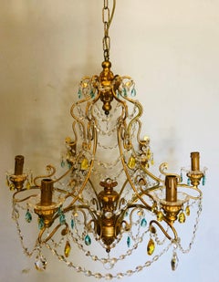 Neoclassical Handcrafted Italian Gilt Metal and Crystal Chandelier by Alba Lamp