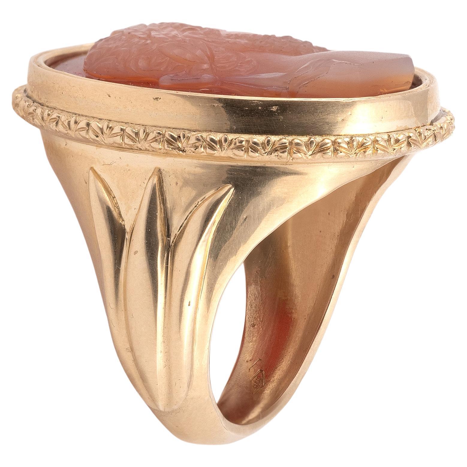 Neoclassical Hardstone Cameo Emperor Hadrian Ring Early 19th Century at ...