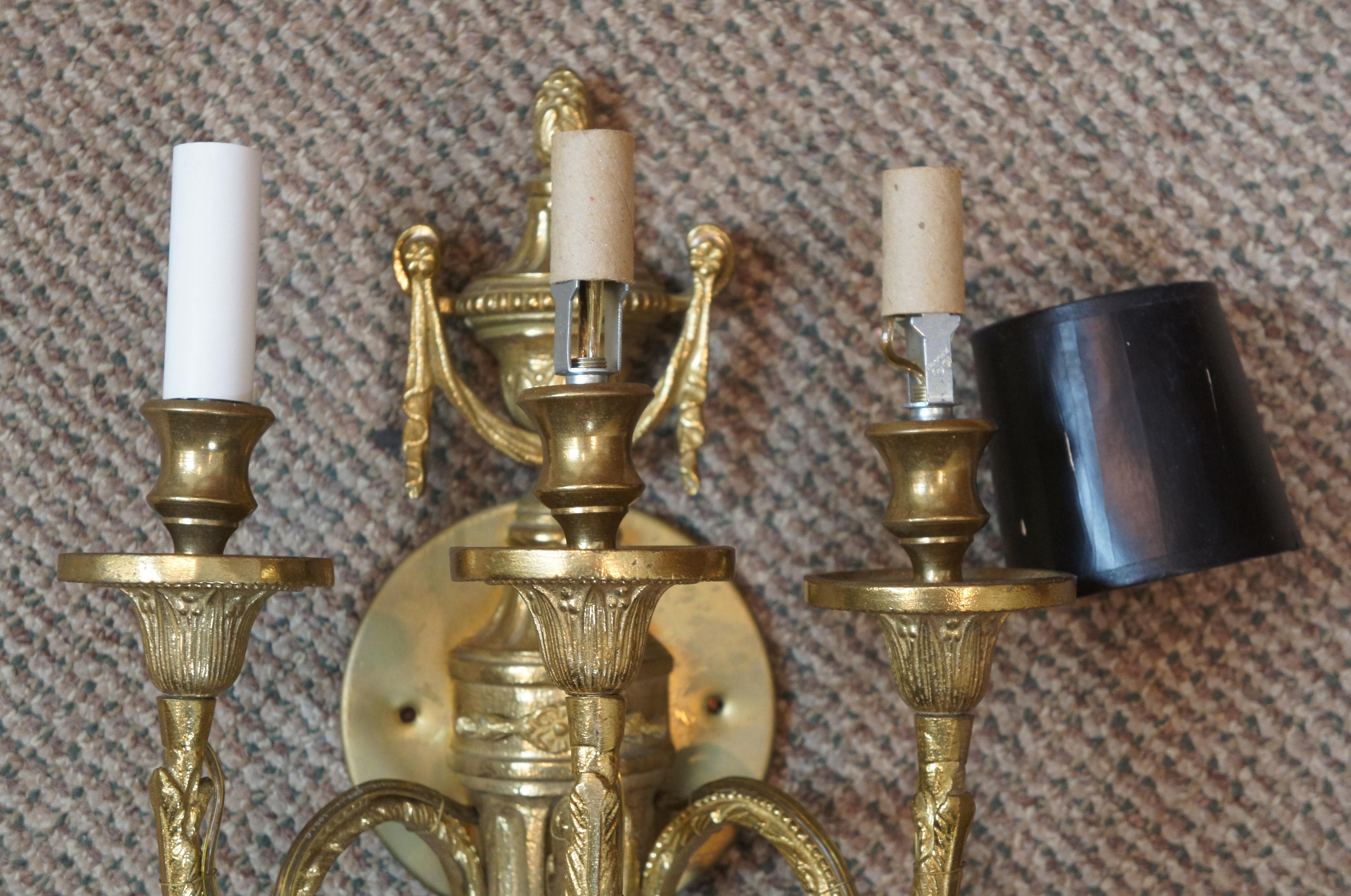 Neoclassical Hollywood Regency 3-Light Gold Candelabra Torchiere Wall Sconce 7