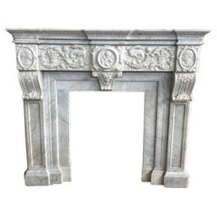 Antique Neoclassical Imperial White Marble Fireplace, Italy, 1790