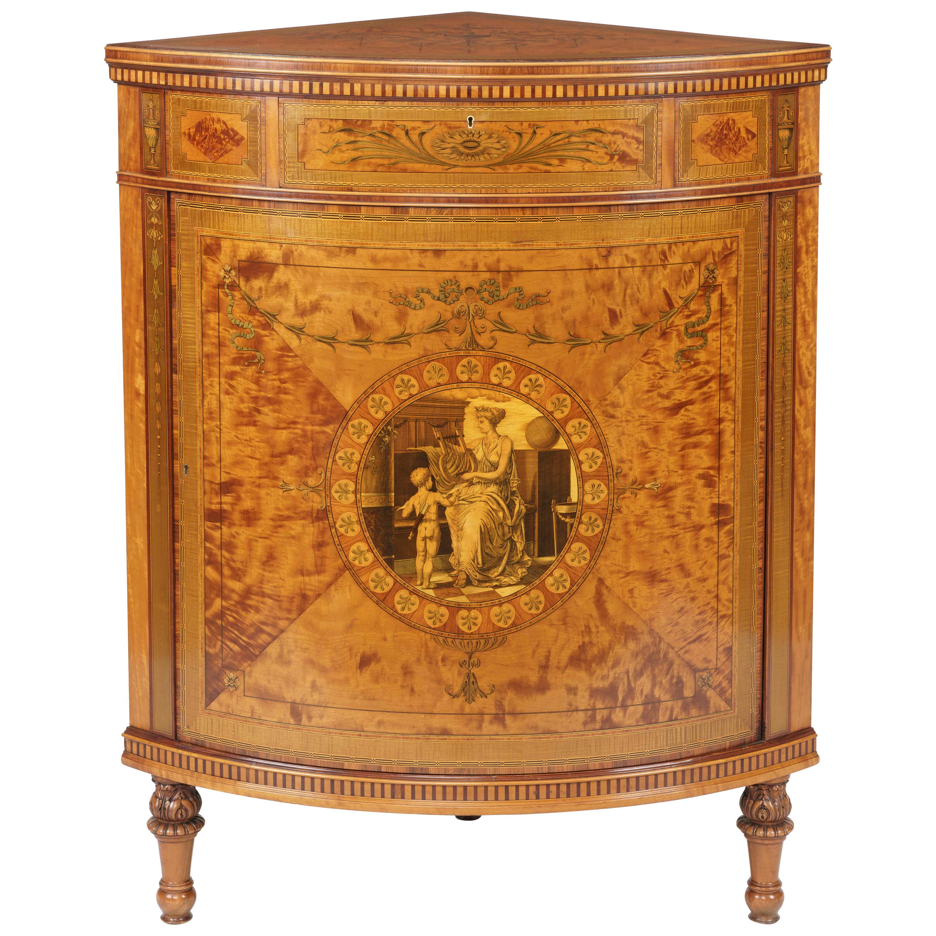 Neoclassical Inlaid Corner Cabinet of the Neo-Classical Revival Period