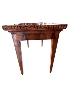 Neoclassical Inlaid Italian Writing Desk With Elm and Walnut Burl Veneer