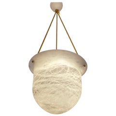Neoclassical Inverted Bell Alabaster Pendant
