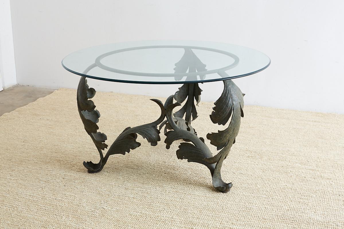 American Neoclassical Iron Acanthus Leaf Dining Table