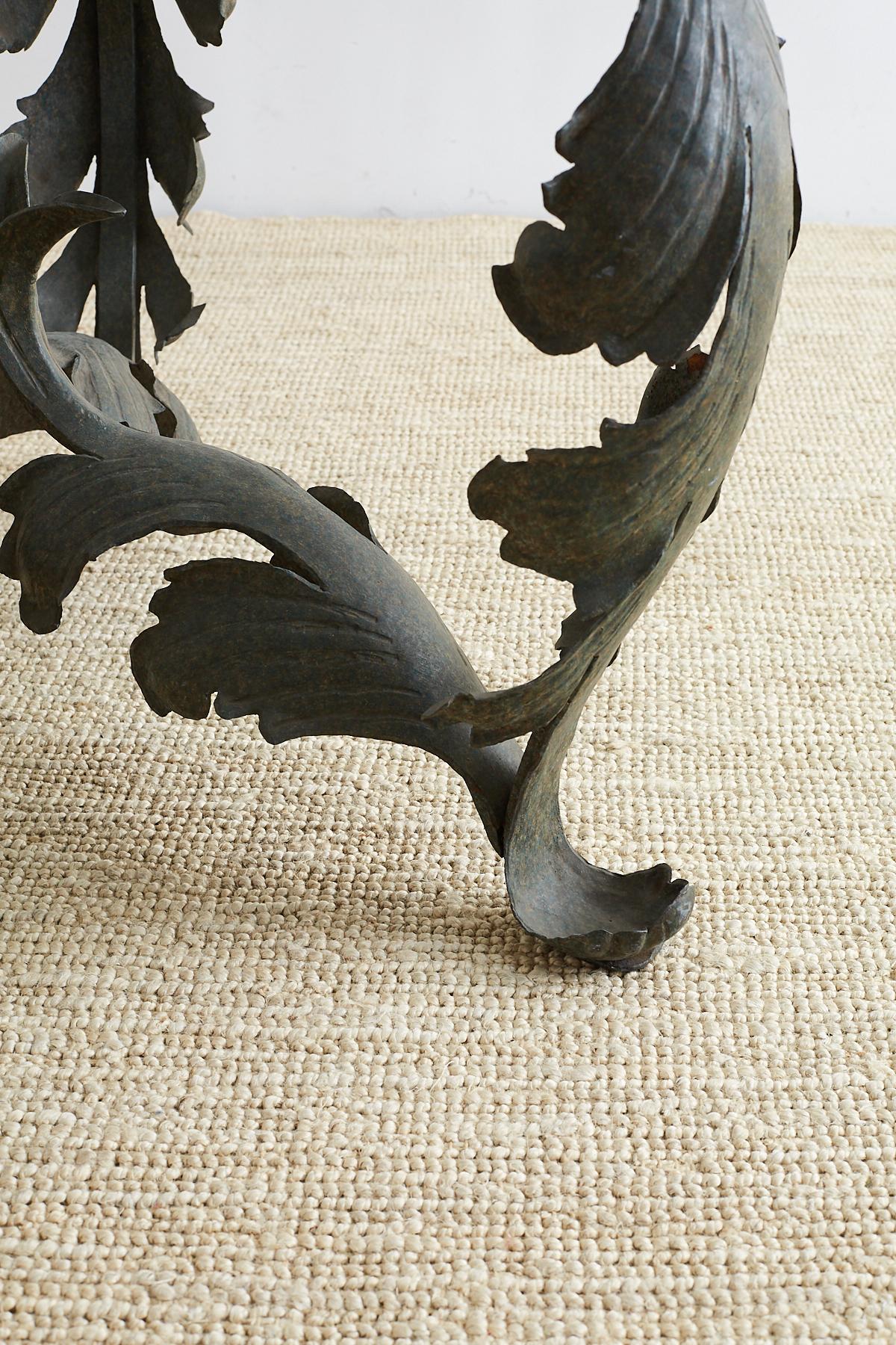 Hand-Crafted Neoclassical Iron Acanthus Leaf Dining Table