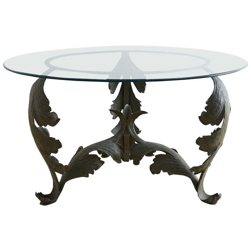 Neoclassical Iron Acanthus Leaf Dining Table