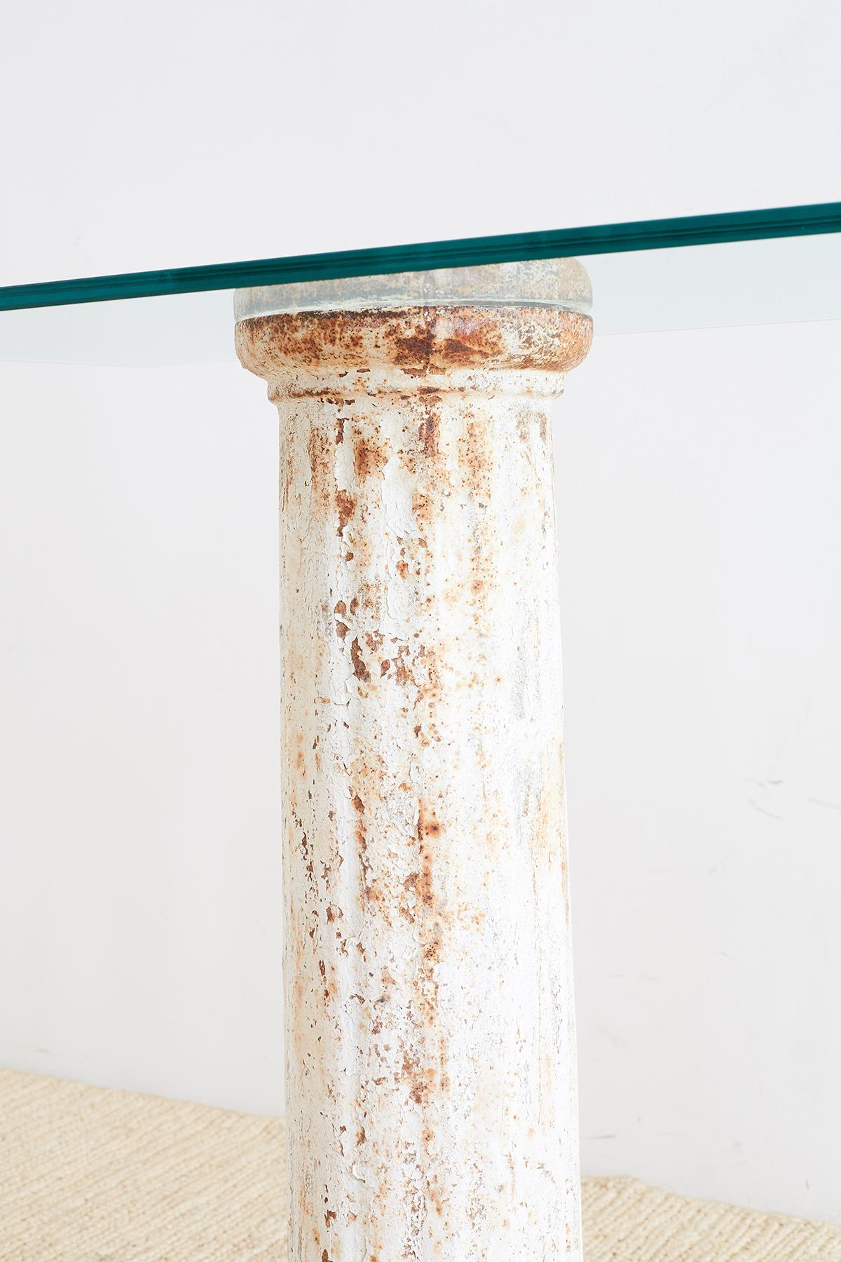 Neoclassical Iron Column Console or Sofa Table 3