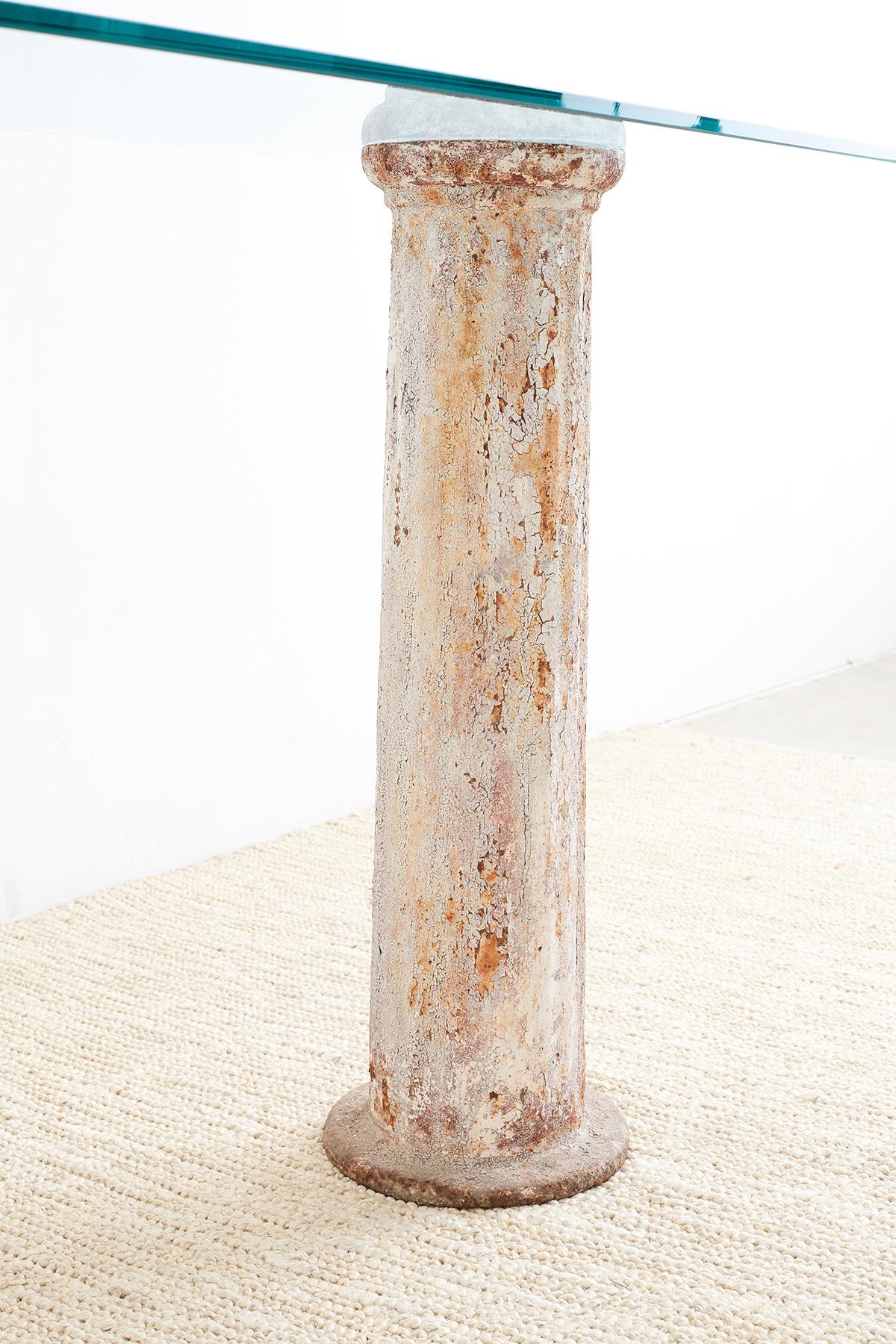 Neoclassical Iron Column Console or Sofa Table 6