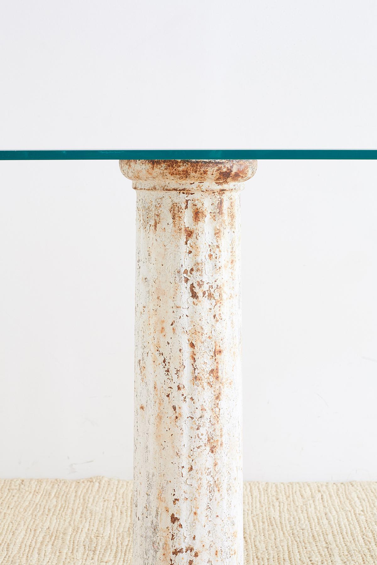 Neoclassical Iron Column Console or Sofa Table In Good Condition In Rio Vista, CA