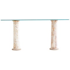 Neoclassical Iron Column Console or Sofa Table