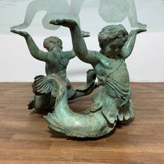Neoclassical Italian Bronze Putti Di Mare Coffee Table Circa 1970s