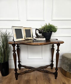 Neoclassical Italian Carved Walnut Wood Table Console