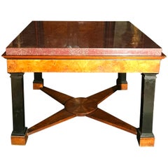 Antique Neoclassical Italian Center Table with Imperial Porphyry Marble Tabletop