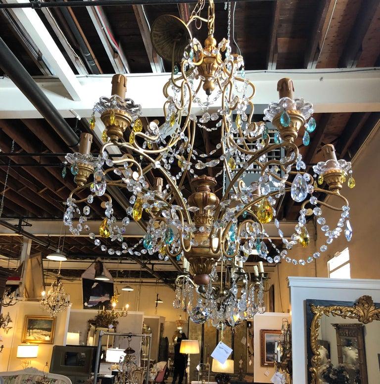 Neoclassical Italian Crystal Chandelier Handcrafted in Gilt Metal In Good Condition In Plainview, NY