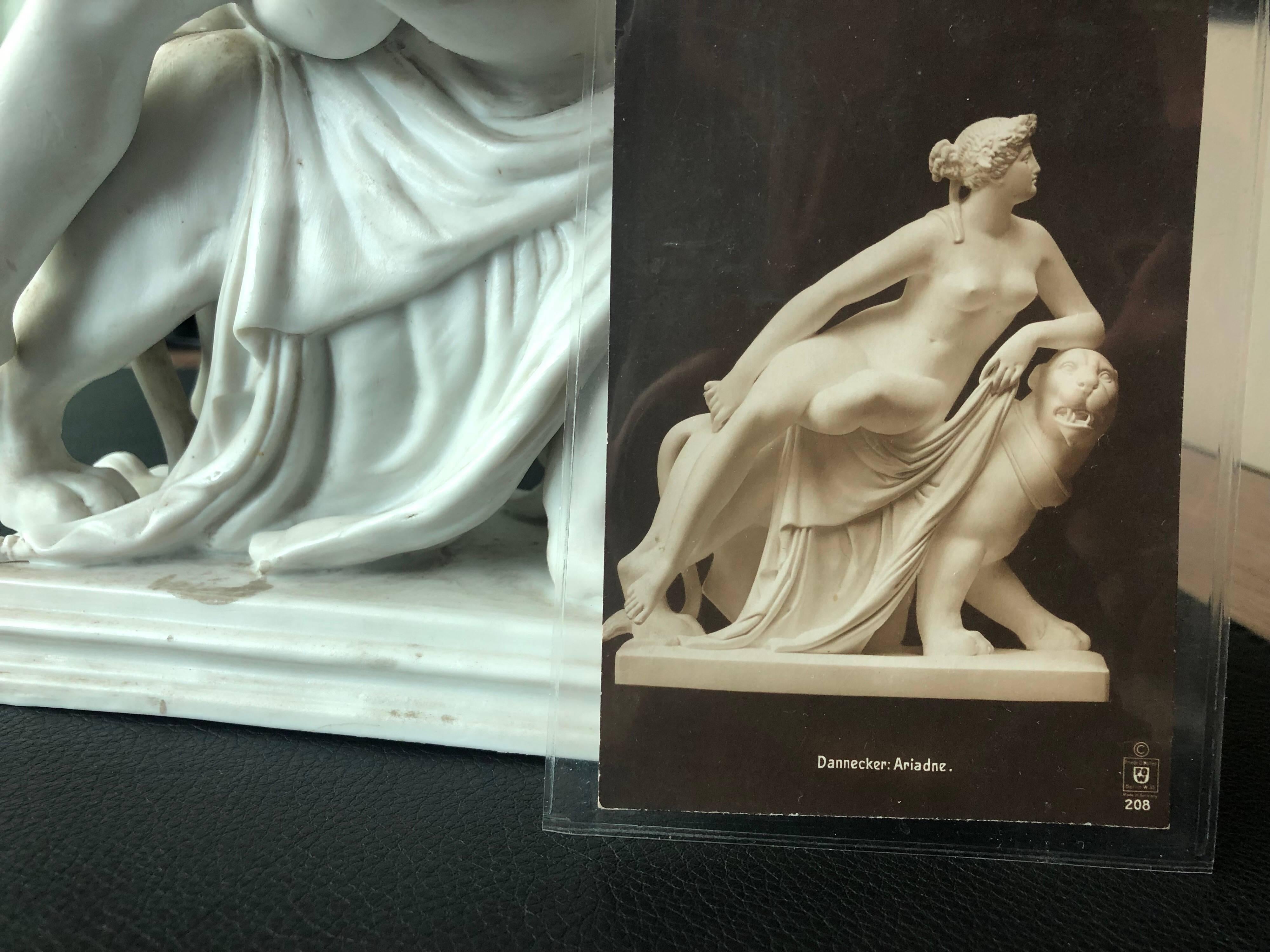 Neoclassical Italian Dannecker Ariadne Marble Figure 19th Century, Signed 5