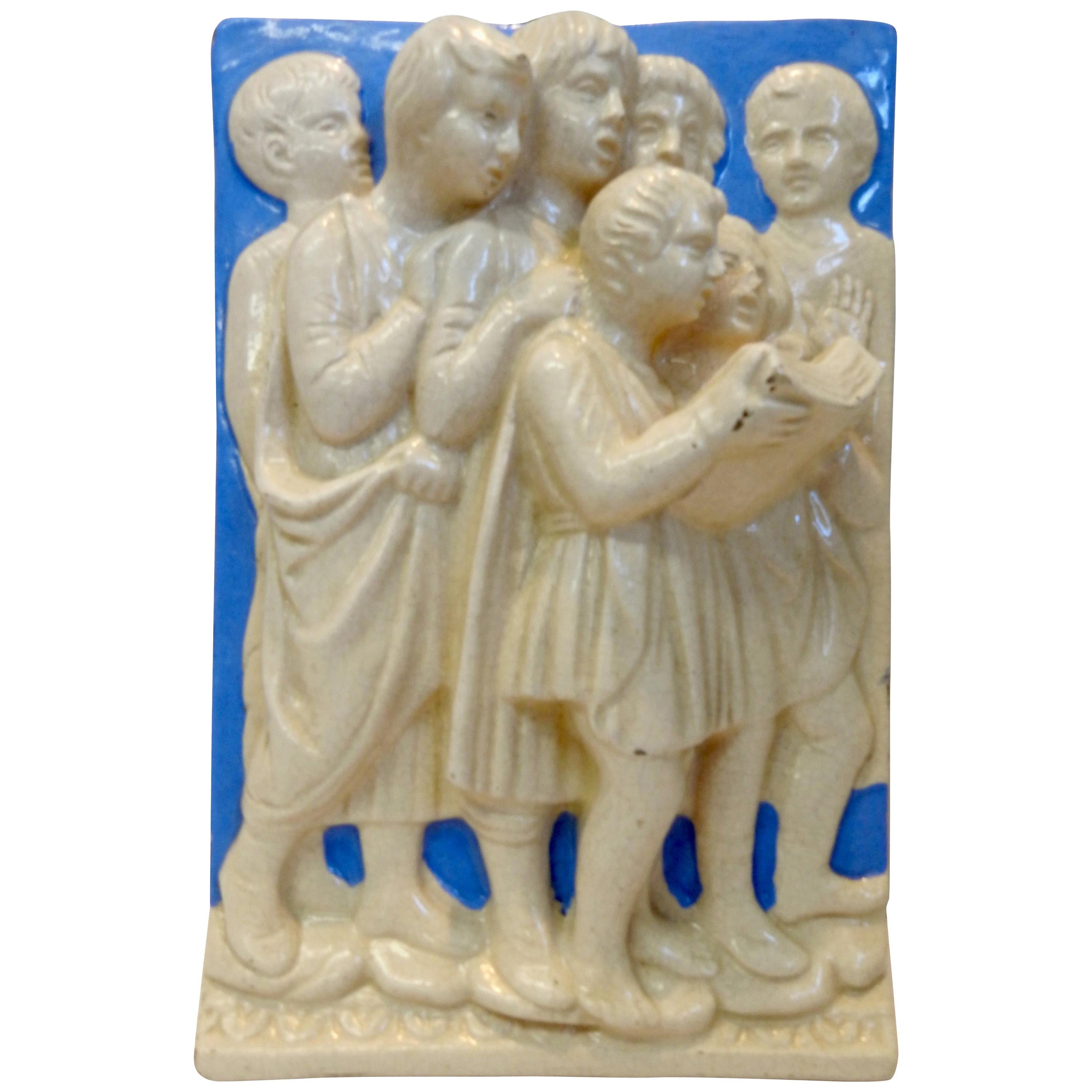Neoclassical Italian Della Robbia Ceramic Wall Hanging in High Relief For Sale