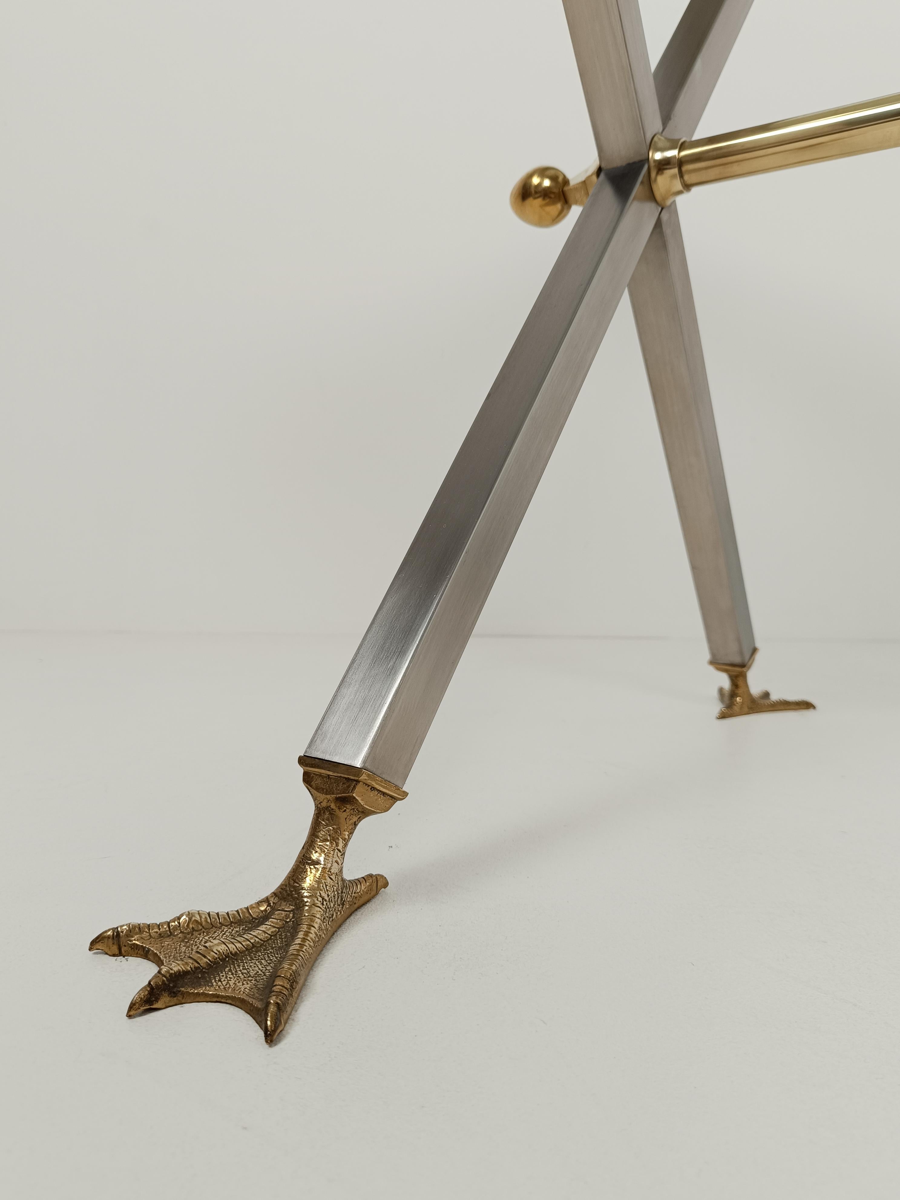 Neoclassical Italian Desk Console /Table in Metal and Brass By Banci Firenze 70s For Sale 15