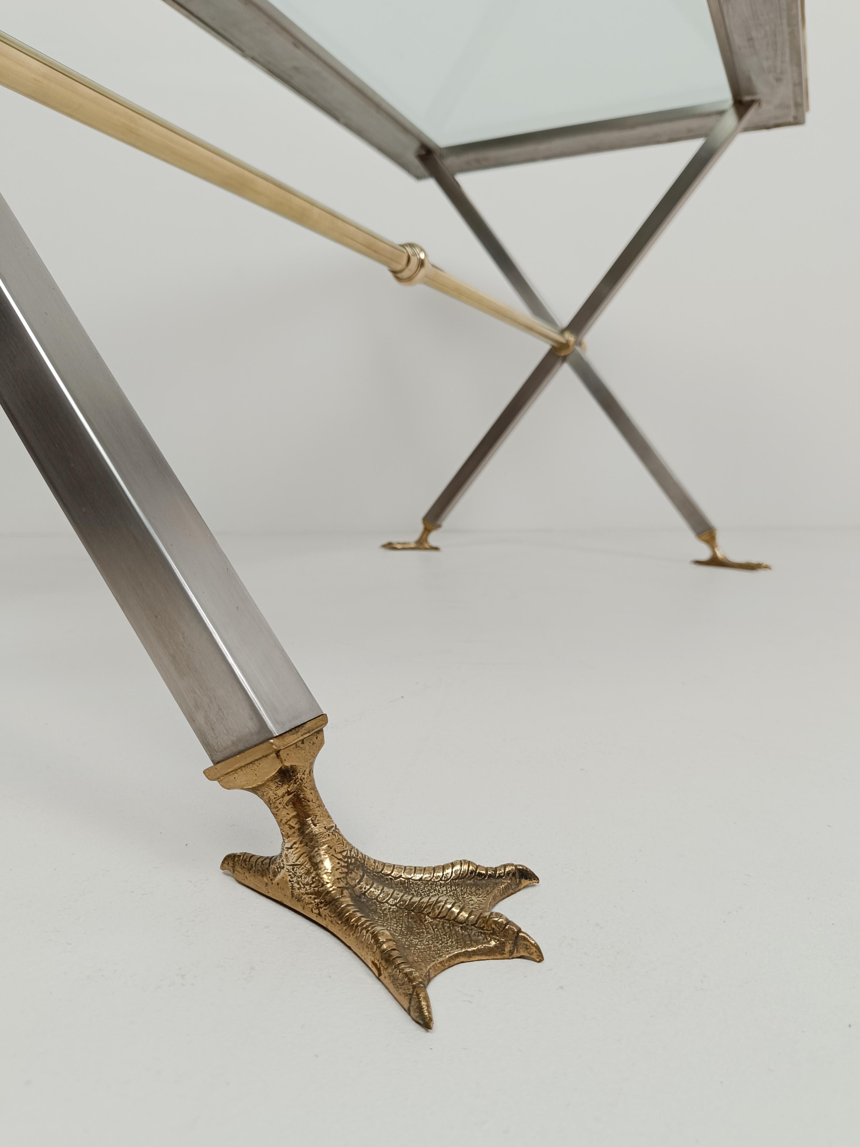 Neoclassical Italian Desk Console /Table in Metal and Brass By Banci Firenze 70s For Sale 1