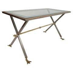 Consola/mesa de escritorio italiana neoclásica de metal y latón de Banci Firenze años 70