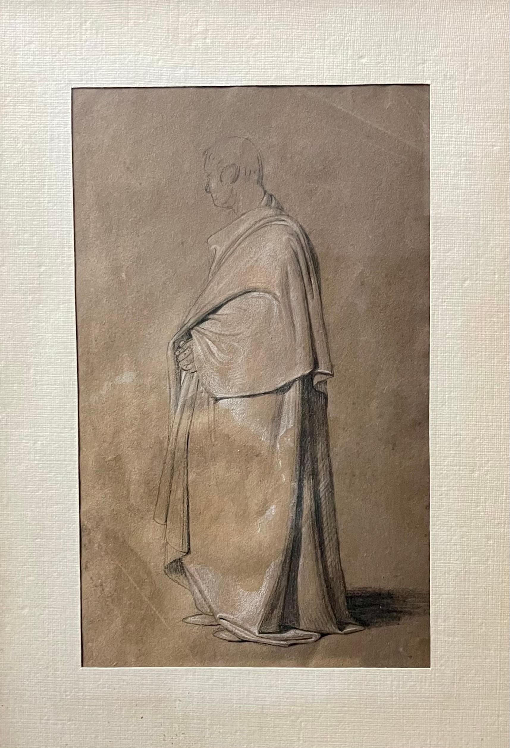 Dibujo neoclásico italiano Retrato enmarcado Grand Tour