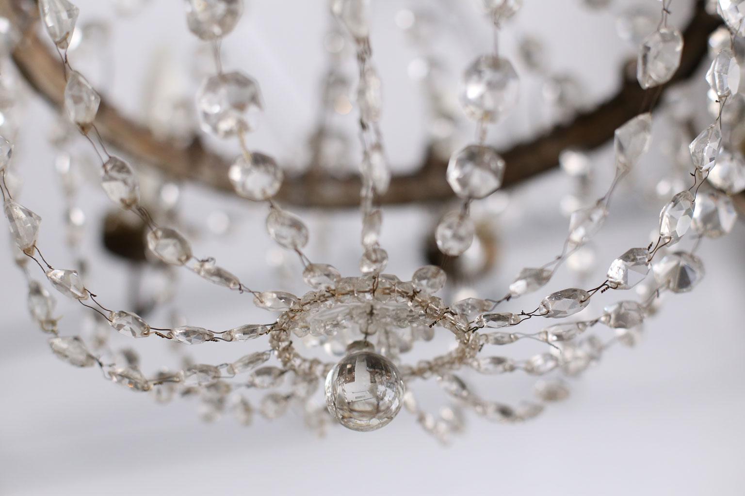 Neoclassical Gilt-Tole and Crystal Chandelier For Sale 4