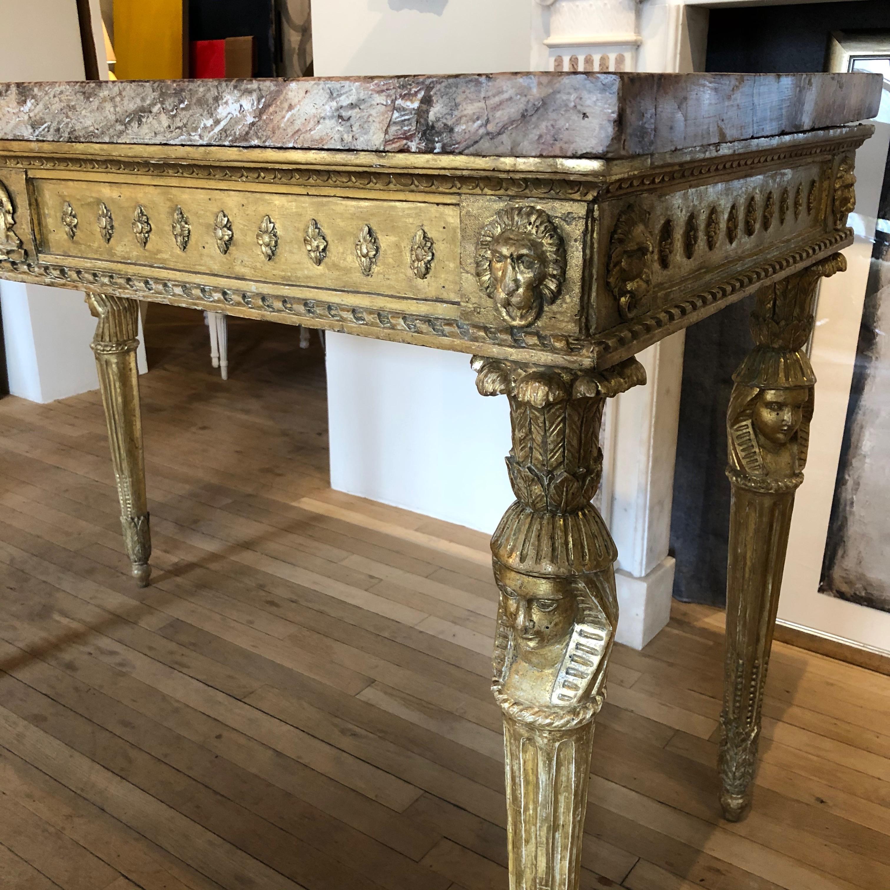 Neoclassical Italian Giltwood and Marble Side Table 4