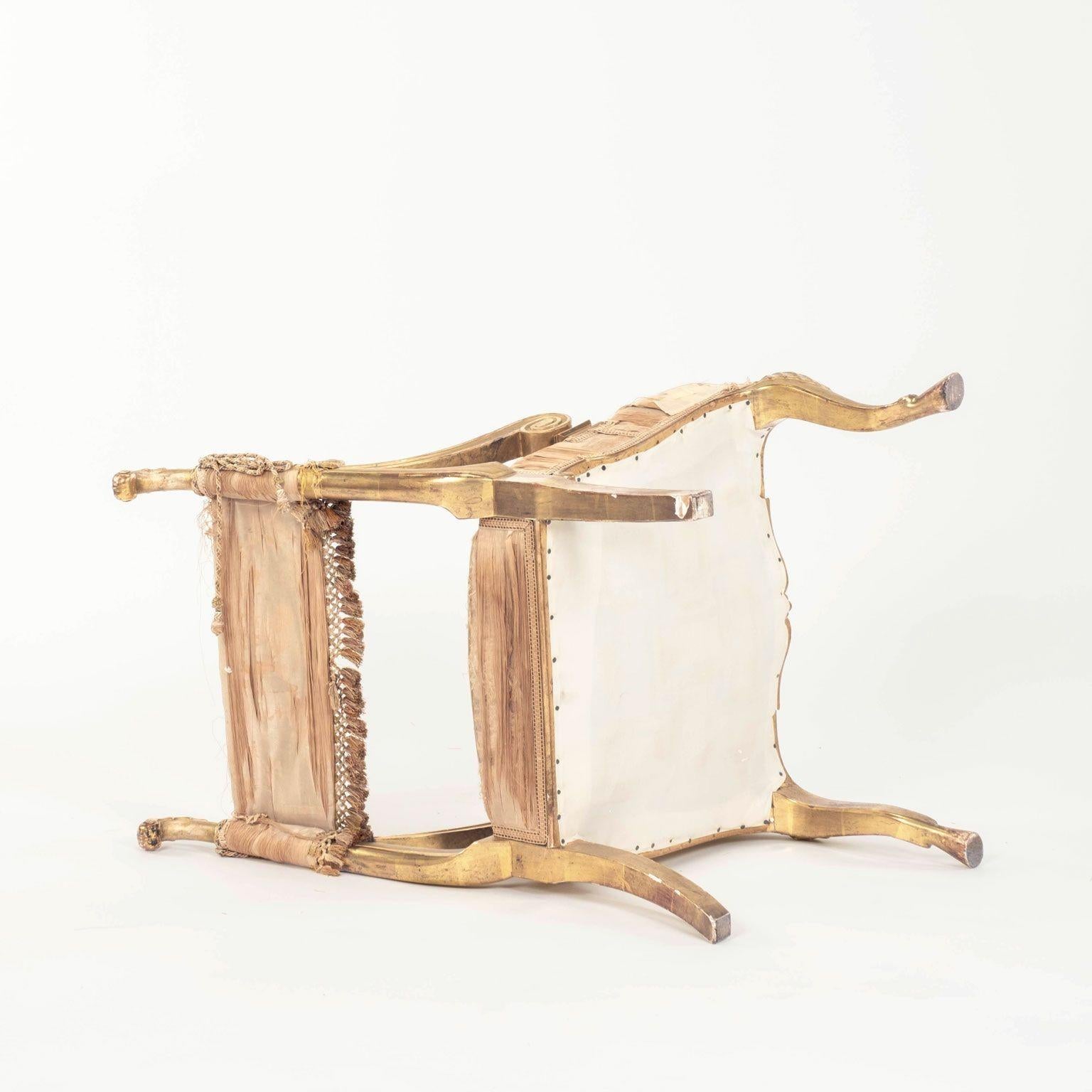 Neoclassical Italian Giltwood Slipper Chair For Sale 9