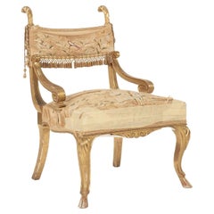 Sedia pantofola in legno dorato neoclassico italiano
