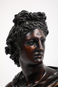 Neoclassical Italian Grand Tour Patinated Bronze Bust of Apollo Belvedere