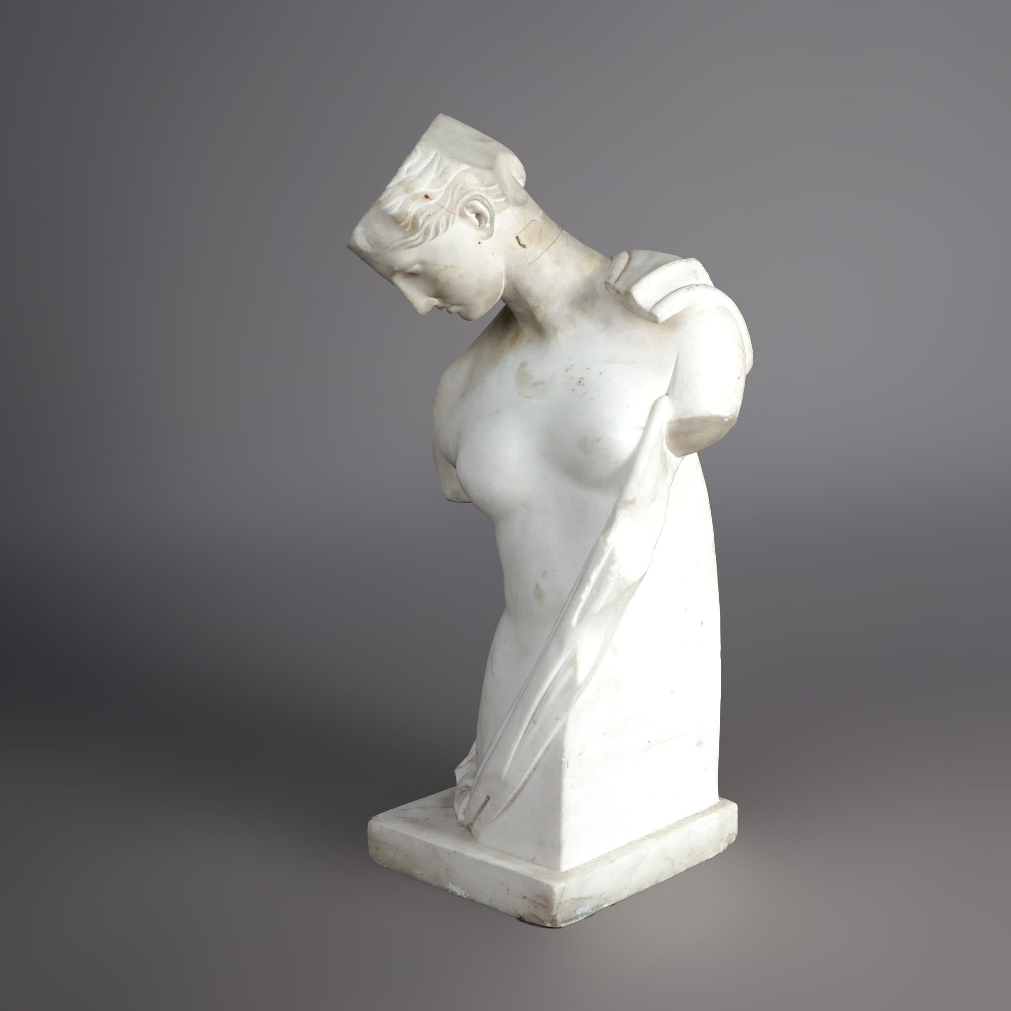 Neoclassical Italian Marble Sculpture, Psyche of Capua, Signed Gaëta Rossi Fece  1