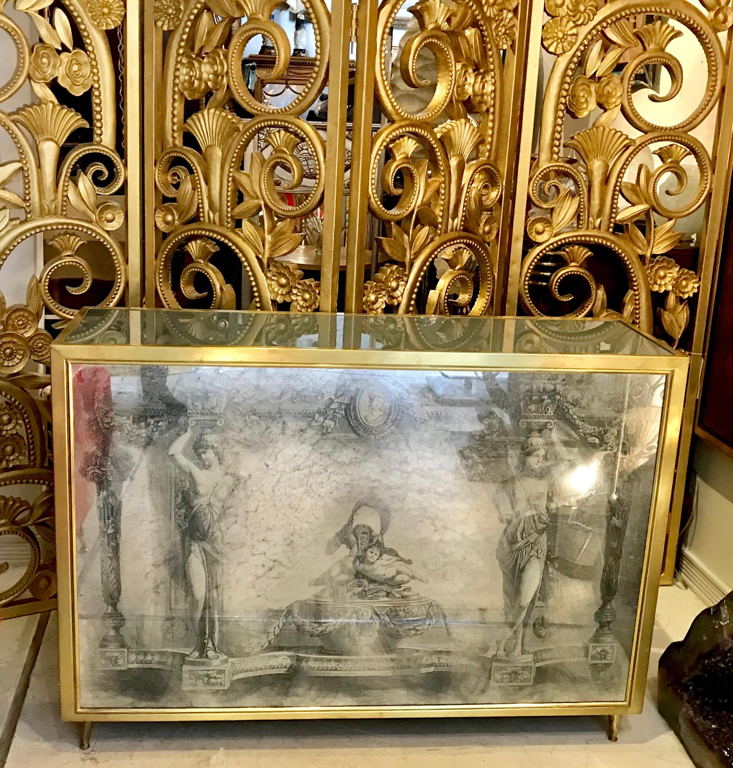 Neoclassical Italian Mirror, Glass and Brass Console 5