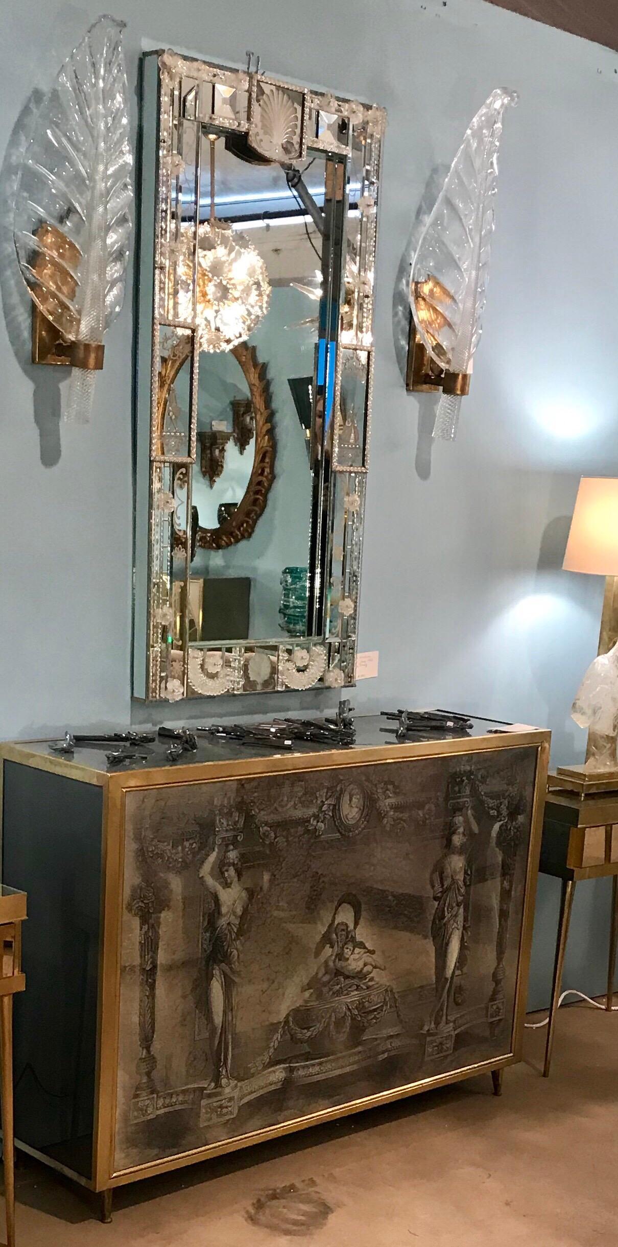 Neoclassical Italian Mirror, Glass and Brass Console 6